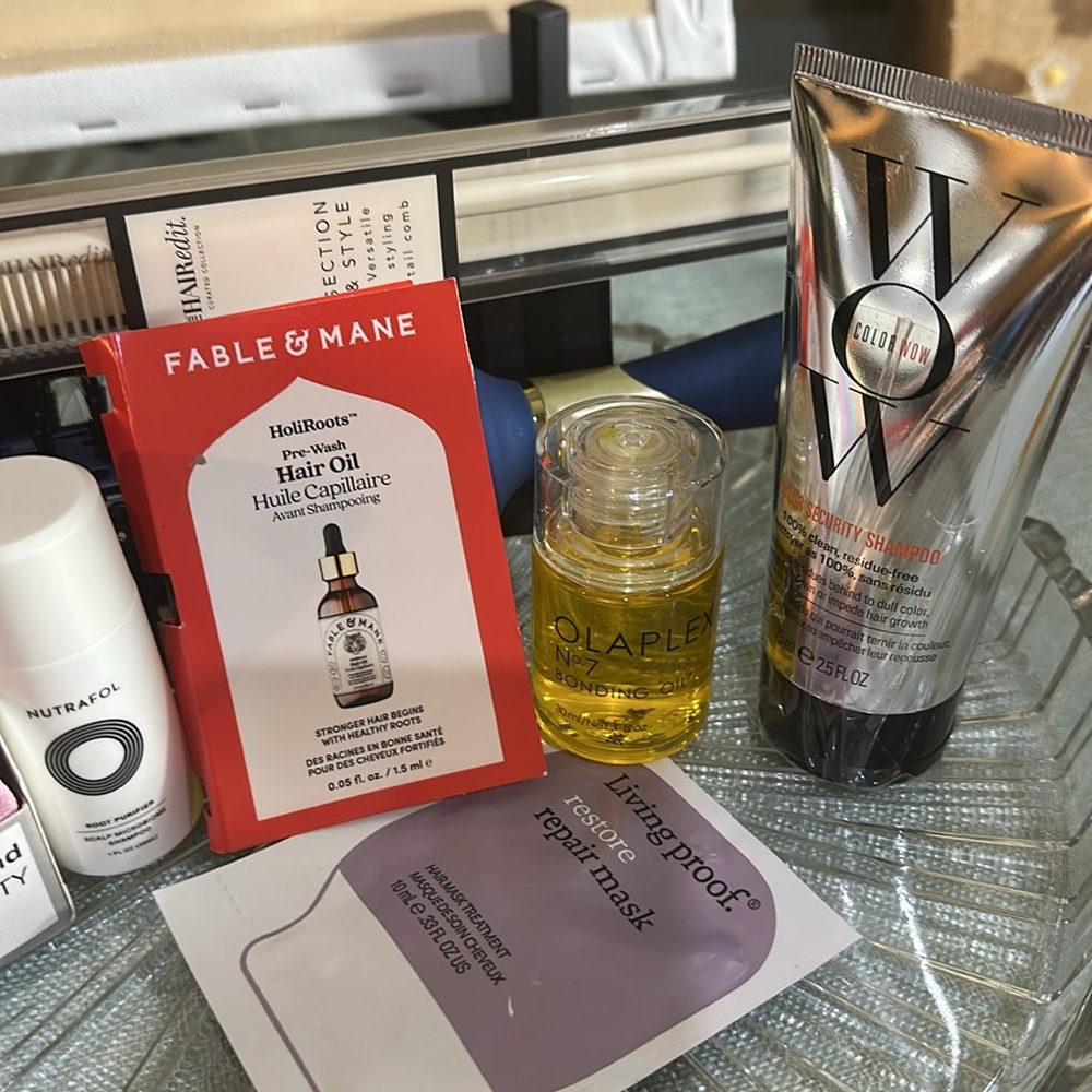Olaplex Bonding Oil, Living Proof Mask, Fable and Mane, WOW, Conair, Nutrafol